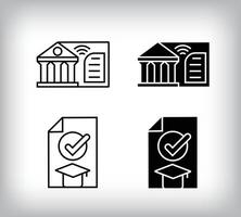 Museum information and approved certificate design. Simple linear and flat online education icon set. vector