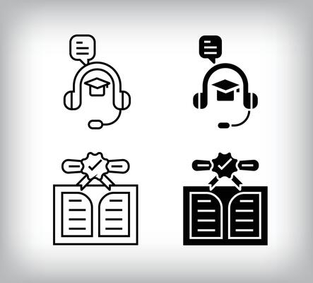 Online question and certificate design. Simple linear and flat online education icon set.