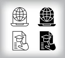 Online certification and global academy design. Simple linear and flat online education icon set. vector