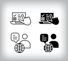 Online testing and webinar network design. Simple linear and flat online education icon set. vector