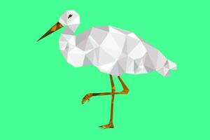 Illustration of a stork in abstract triangle style vector