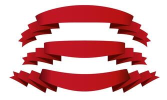 Three red ribbons in different styles with layered folds. Perfect to complete the design. vector