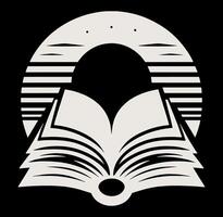 An open book with a sun in the background vector