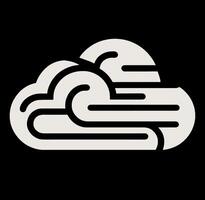 A black and white cloud with a white line vector