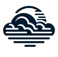 Black and white image of a cloud and waves vector
