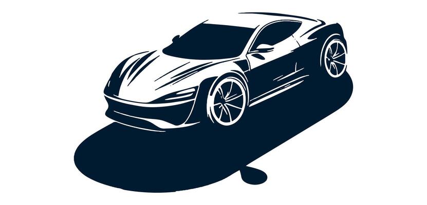 A black and white car icon on a white background