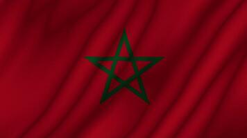 Animated background. Flag of Morocco in 4k. National flag fluttering in the wind video