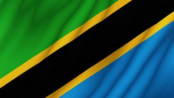 Animated background. Flag of Tanzania 4k. National flag fluttering in the wind video