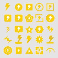 lightning icon collection with modern shapes vector