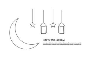 Islamic new year Muharram concept continuous one line drawing vector