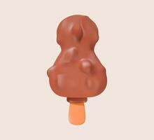 3D chocolate covered ice cream bar with nuts vector