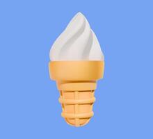 3D vanilla soft serve ice cream cone illustration vector