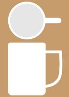 A simple mug, empty white mug with brown background, top view and side view for a cup, kitchen stuff illustration, coffee and tea cup, suitable for ads and posters and signs and social media posts vector