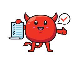 Pose Cute devil check list mascot character design vector