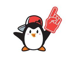 Penguin mascot character design number one vector