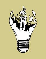 fantasy illustration of wax inside the bulb, drawing, ink, line art vector