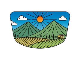 Beautiful mountain view and plantation in frame vector