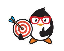 Penguin mascot character design target vector