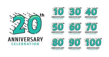 Set of anniversary design modern 3d lines number vector