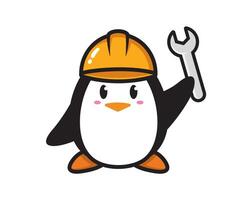 Penguin engineer mascot character design vector