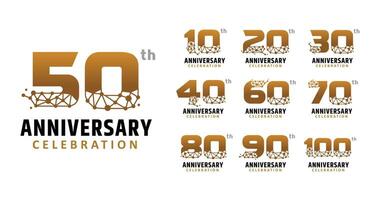 Set of anniversary design modern tech number vector