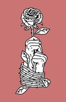 fantasy illustration of imprisoned by love, drawing, ink, line art vector