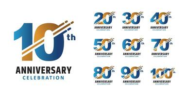 Set of anniversary design split style number vector