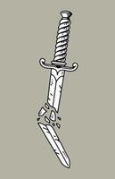 fantasy illustration of broken sword, drawing, ink, line art vector