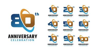 Set of anniversary design modern circle number vector