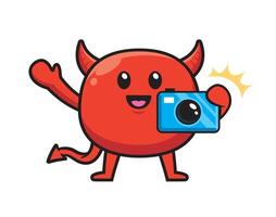 Devil mascot character design with camera vector