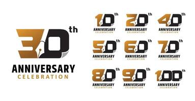 Set of anniversary design write number vector