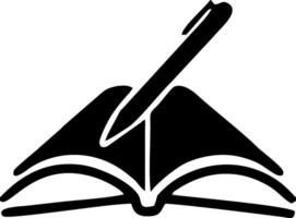 Open Book with Pen Icon Representing Writing vector