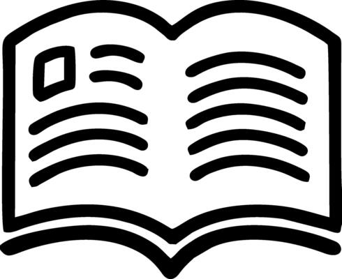 Simple black and white open book icon.