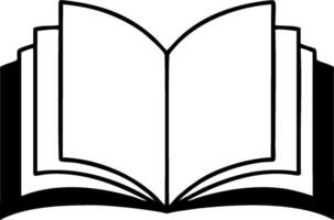 Simple Open Book Icon in Black and White vector