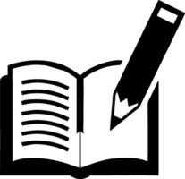 Open book with a pencil, symbolizing writing and learning. vector
