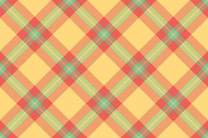 Girly seamless fabric texture, checked pattern tartan background. International check plaid textile in red and amber colors. vector