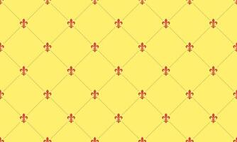 A yellow and red pattern with a fleur de lis vector
