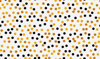 Abstract seamless pattern of scattered black and gold dots on a white background. Perfect for textile design, website backgrounds, or vibrant branding. vector