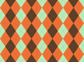 An orange and green argyle pattern vector