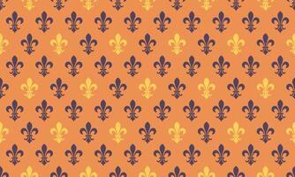A pattern with fleur de lis on an orange background vector