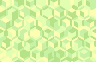 Abstract pastel green and yellow isometric cube pattern. Modern geometric design ideal for website backgrounds, presentations, or textile prints. Evokes feelings of calmness and growth. vector