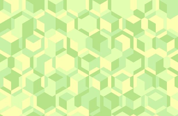 Abstract pastel green and yellow isometric cube pattern. Modern geometric design ideal for website backgrounds, presentations, or textile prints. Evokes feelings of calmness and growth.
