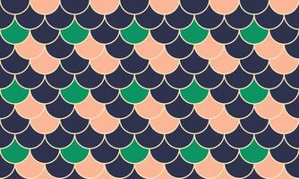 Elegant geometric pattern featuring overlapping scales in peach, teal, and navy. Perfect for backgrounds, textiles, or website design. vector