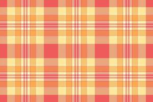 Warm, vibrant plaid pattern in sunset hues. Perfect for textile design, website backgrounds, or crafting projects. This cheerful, seamless texture evokes feelings of warmth and comfort. vector