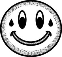 Happy Smiley Face with Tears Illustrating Mixed Emotions for Art Projects and Merchandise vector