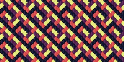 Abstract geometric textile pattern. Vibrant diagonal weave in red, purple, and yellow. Perfect for fashion, web design, and branding. Represents connection, complexity, and modern style. vector