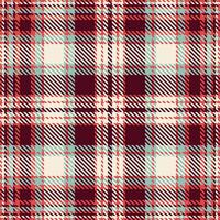 Elegant plaid pattern in muted reds, creams, and blues. Perfect for textile design, seasonal branding, or adding a touch of sophisticated texture to your projects. vector