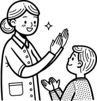 Illustration of Teacher and Student Engaging in Positive Reinforcement and Learning Interaction vector