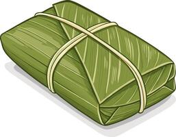 Traditional Vietnamese Ban Dat Cake Wrapped in Green Leaves for Culinary and Cultural Design vector