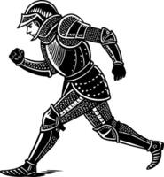 Dynamic Medieval Knight in Armor Running Action Pose for Illustrations and Design Projects vector